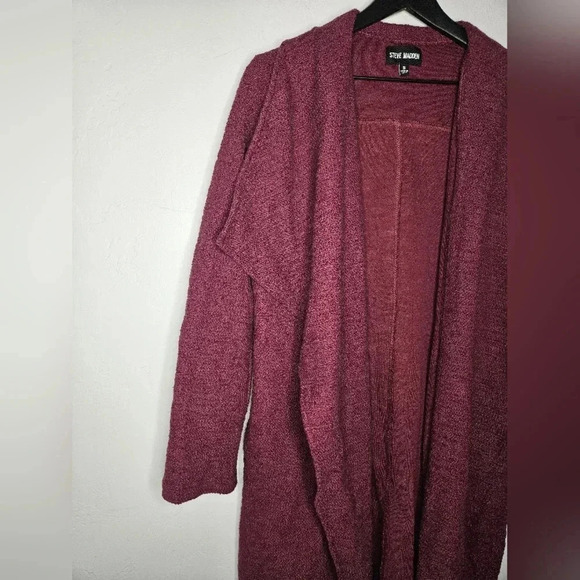 Steve Madden Oversized Slub Knit Jacket Duster  in Maroon Size Small - Picture 3 of 7